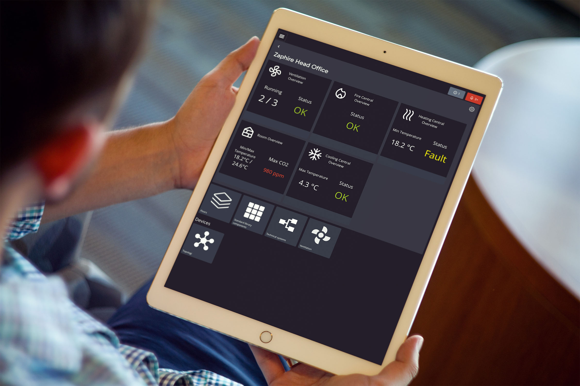 Zaphire SD-anlegg vist på Ipad
